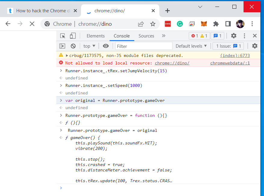 ChromeDinoGameHack